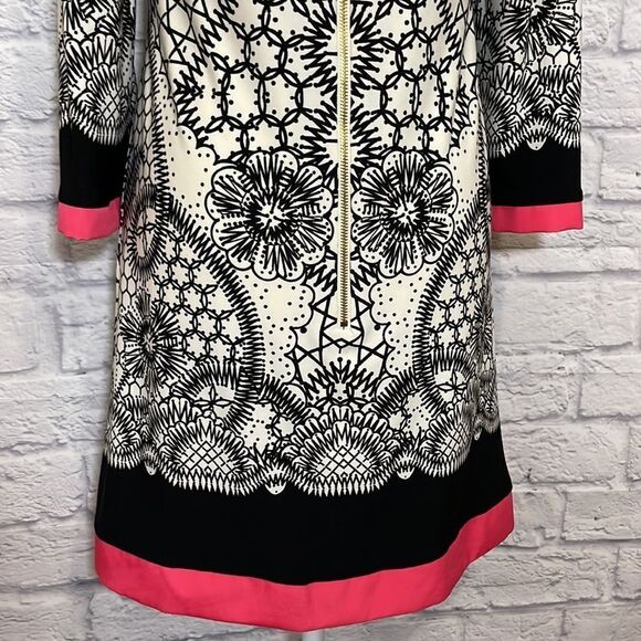 Eliza J Geometric Print 3/4 Sleeve Shift Dress Size 4 - Picture 11 of 14